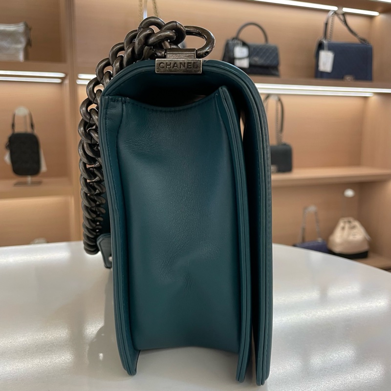 Chanel 香奈儿 湖水蓝 复古银扣 菱格牛皮 Leboy-2