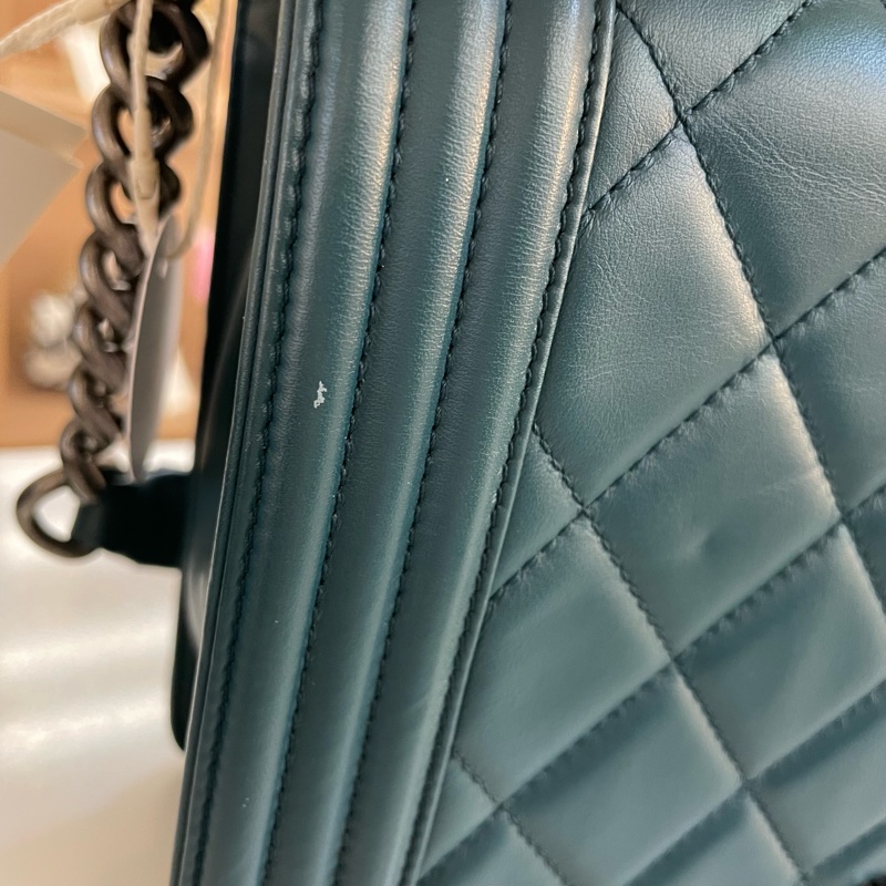Chanel 香奈儿 湖水蓝 复古银扣 菱格牛皮 Leboy-17