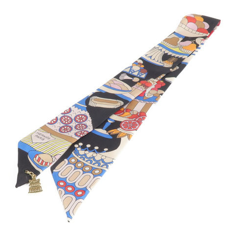 HERMES 絲質La Patisserie Francaise Charm Twilly絲巾