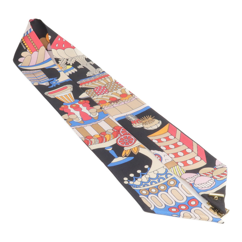 HERMES 絲質La Patisserie Francaise Charm Twilly絲巾-3