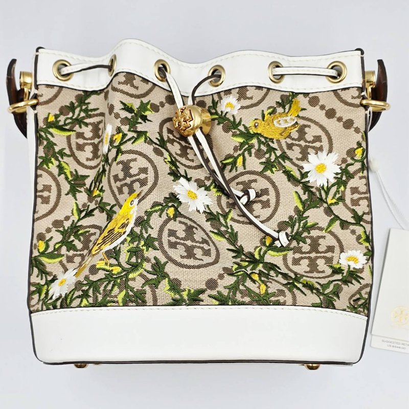 TORY BURCH 雛菊鳥刺繡水桶包-1