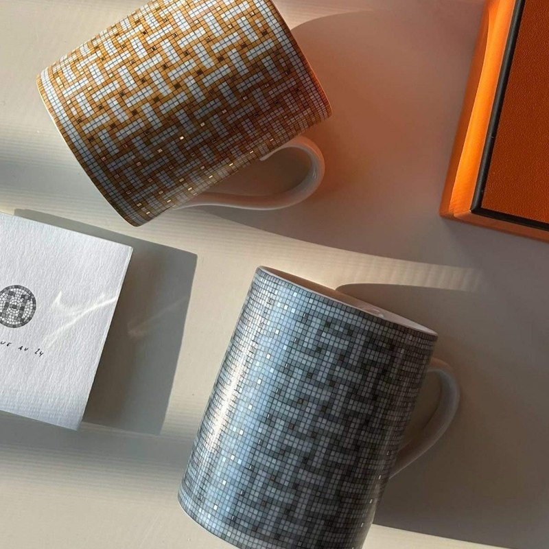 Hermes 愛馬仕 經典款 銀馬賽克馬克杯 原價8330-1