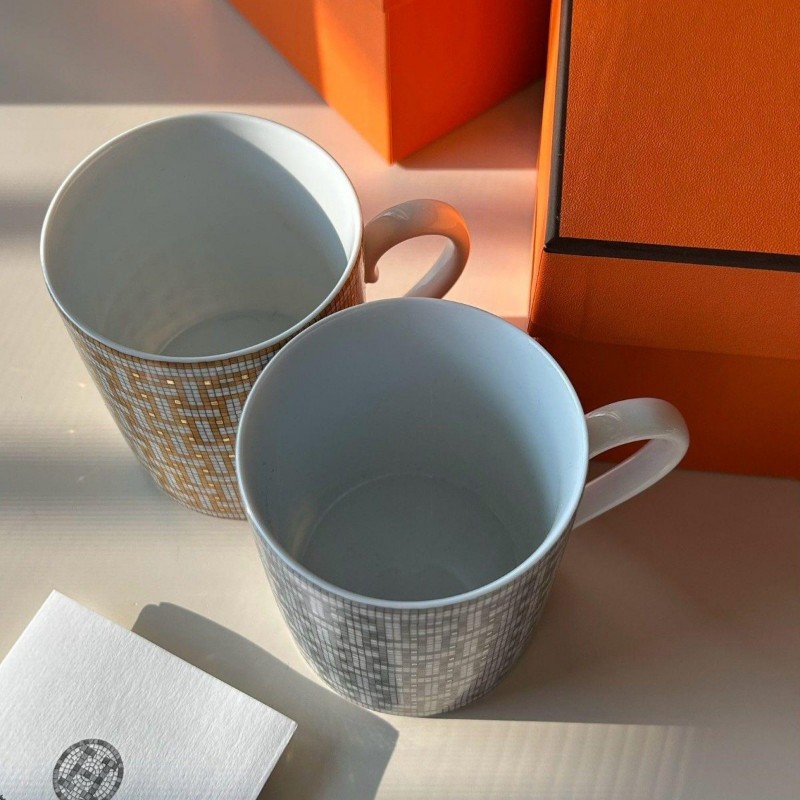 Hermes 愛馬仕 經典款 銀馬賽克馬克杯 原價8330-3