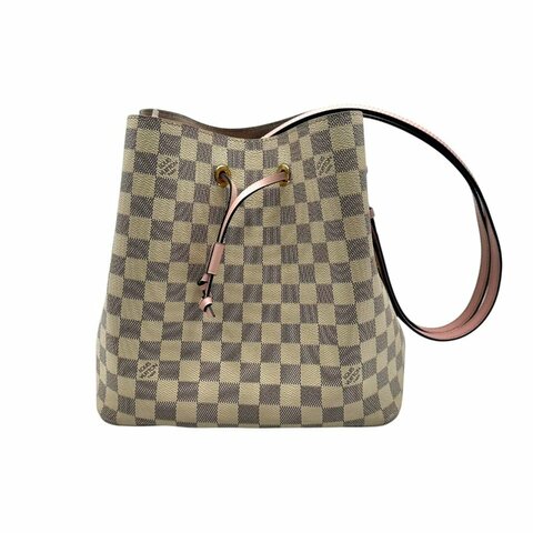 【美收精品】LOUIS VUITTON 老花米色棋盤格水桶包 C-256【隔月月中將轉賣至日本 上架期限30天】