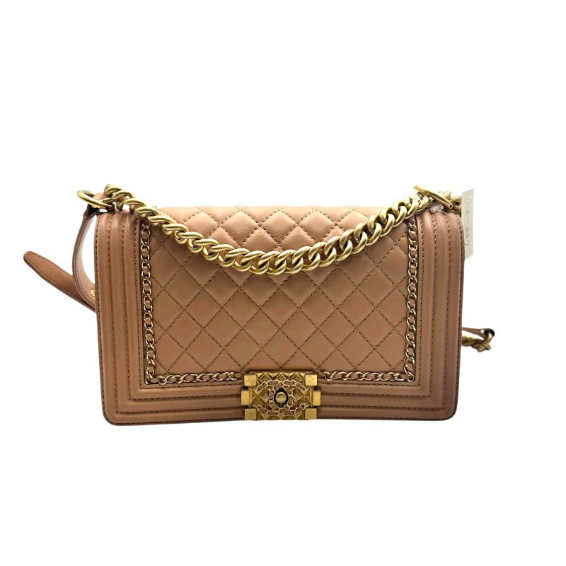 【美收精品】CHANEL 奶茶牛皮boy25 C-257【隔月月中將轉賣至日本 上架期限30天】-0