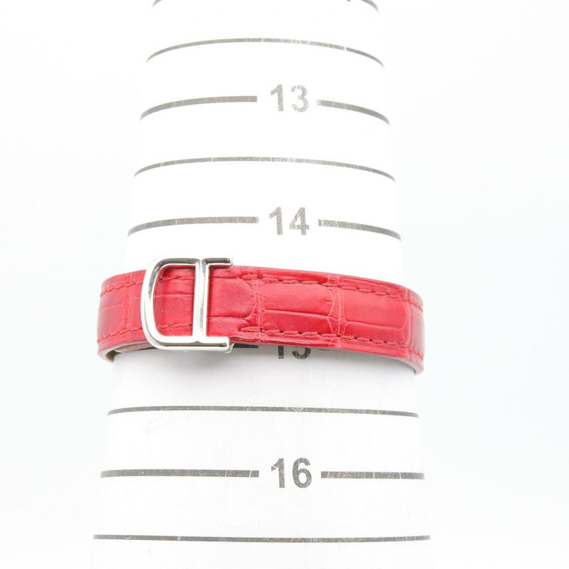 卡地亞 Tank American SM 側鑲鑽腕錶，18K 白金 (WG)，鑲鑽，皮錶帶，女士，白/銀色，WB701851-6