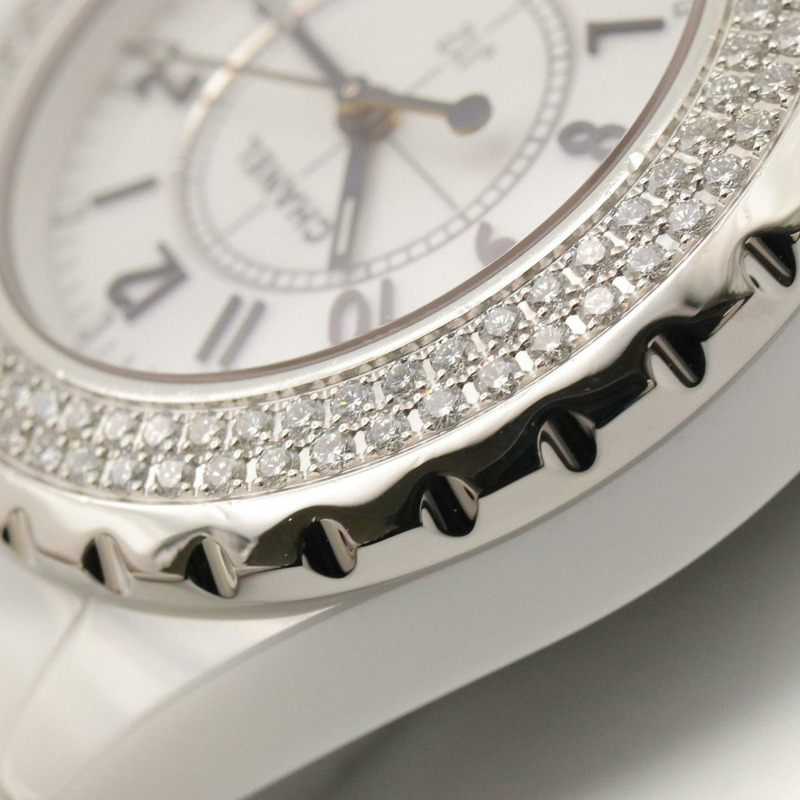 香奈兒 J12 錶圈鑲鑽腕錶，陶瓷錶殼，鑲鑽，女士腕錶，白色，H0967-12