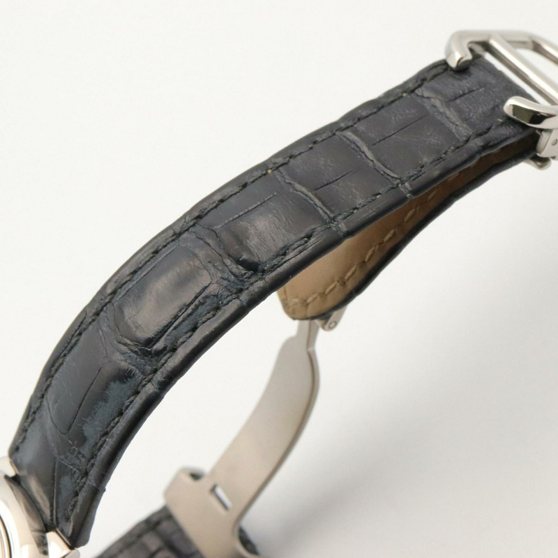 卡地亞 Ballon Bleu 女士腕錶，不鏽鋼錶殼，皮革錶帶，銀色，W69018Z4-13