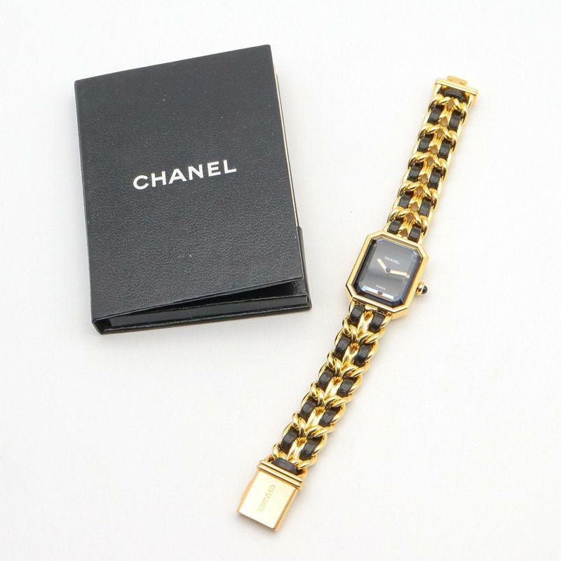 香奈兒 (Chanel) CHANEL Première M 女士腕錶，鍍金 (GP)，皮革錶帶，黑色，H0001-8