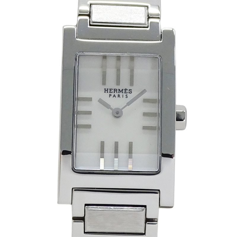 愛馬仕 (Hermes) 女士腕錶，Tandem Shell 石英機芯，不銹鋼 (SS) TA1.210，銀色，方形，拋光-1