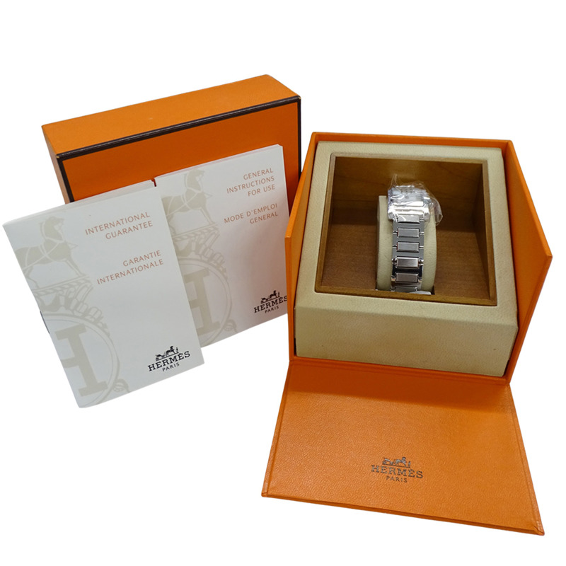 愛馬仕 (Hermes) 女士腕錶，Tandem Shell 石英機芯，不銹鋼 (SS) TA1.210，銀色，方形，拋光-7