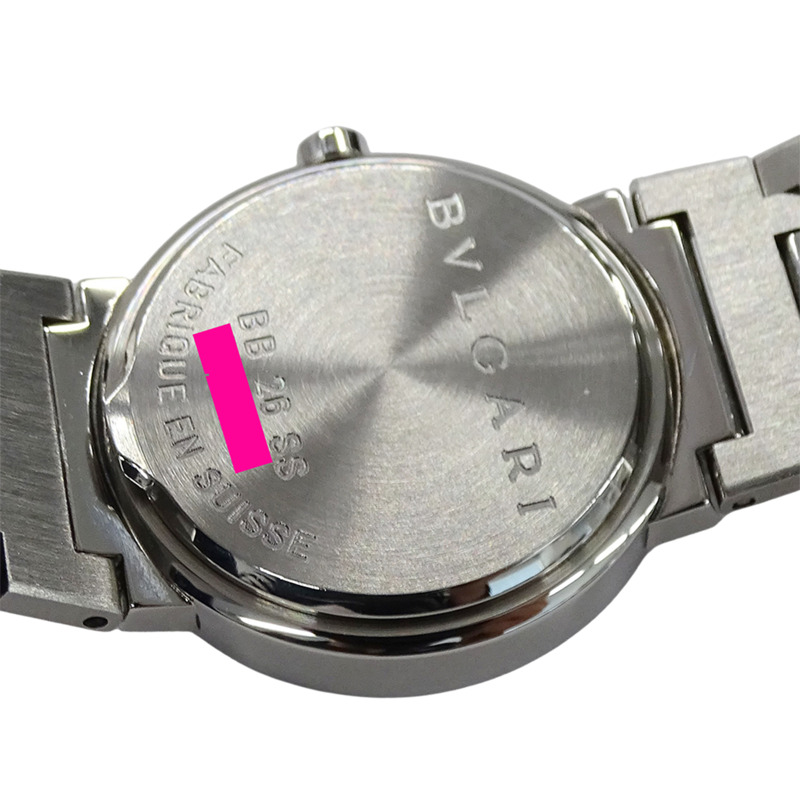 寶格麗 BVLGARI 女士腕錶，品牌：日期石英 (QZ)，不銹鋼 (SS) BB26SS，銀色/黑色，拋光。-6