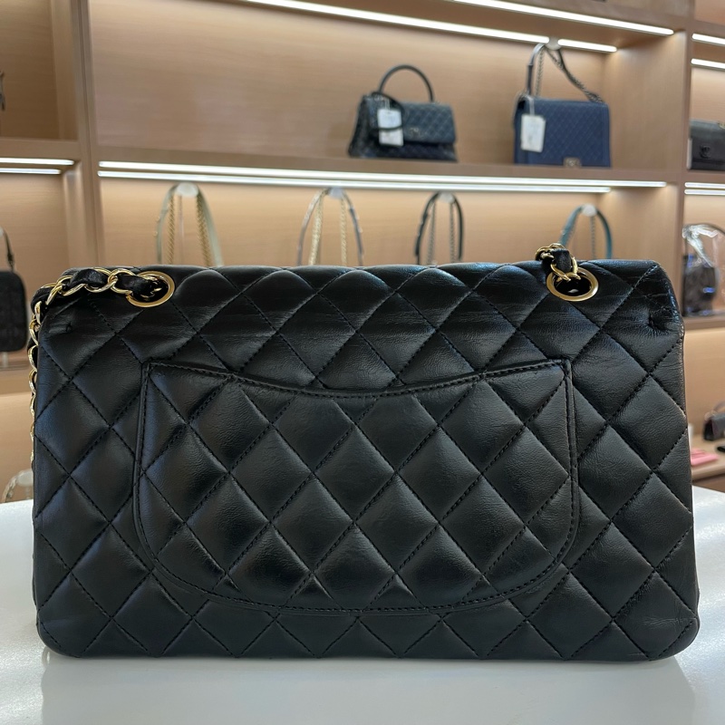 Chanel/香奈儿黑金中號cf链条单肩斜挎包22开-9