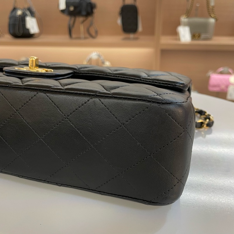 Chanel/香奈儿黑金中號cf链条单肩斜挎包22开-12