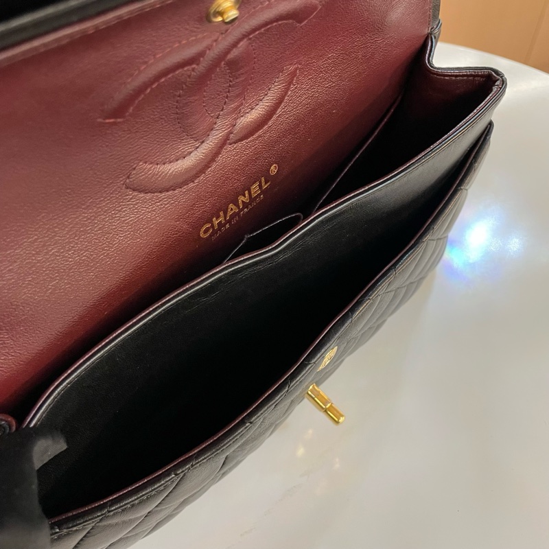 Chanel/香奈儿黑金中號cf链条单肩斜挎包22开-14