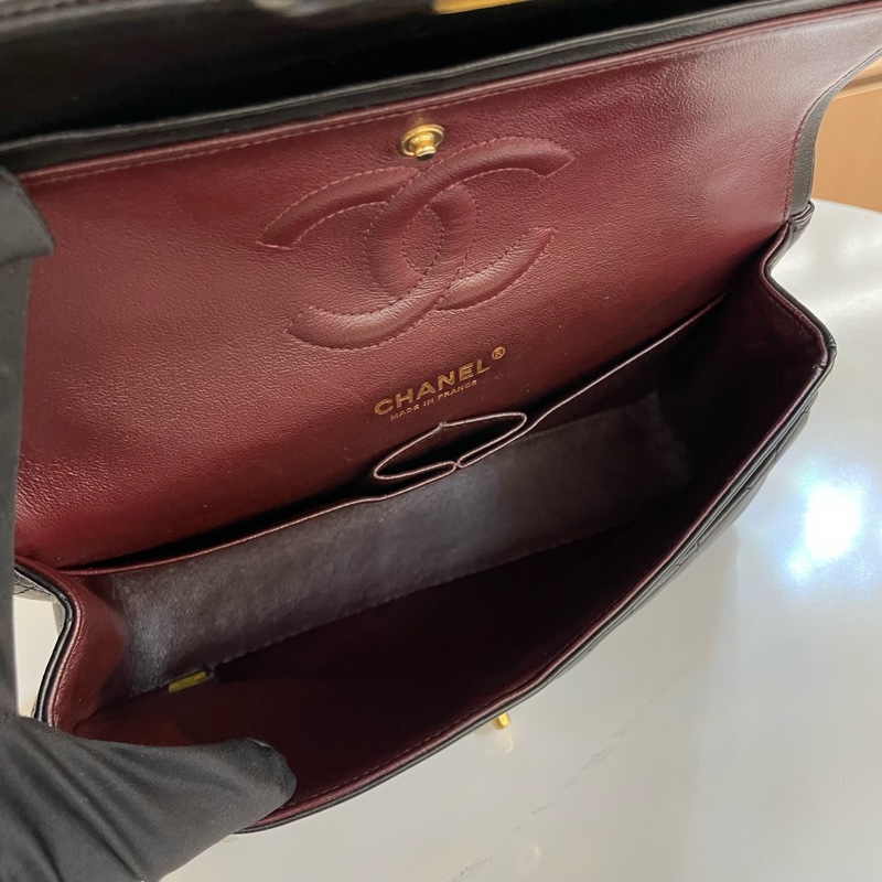 Chanel/香奈儿黑金中號cf链条单肩斜挎包22开-15