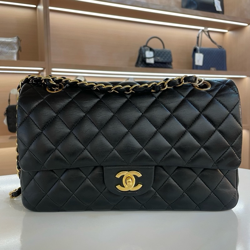 Chanel/香奈儿黑金中號cf链条单肩斜挎包22开-0