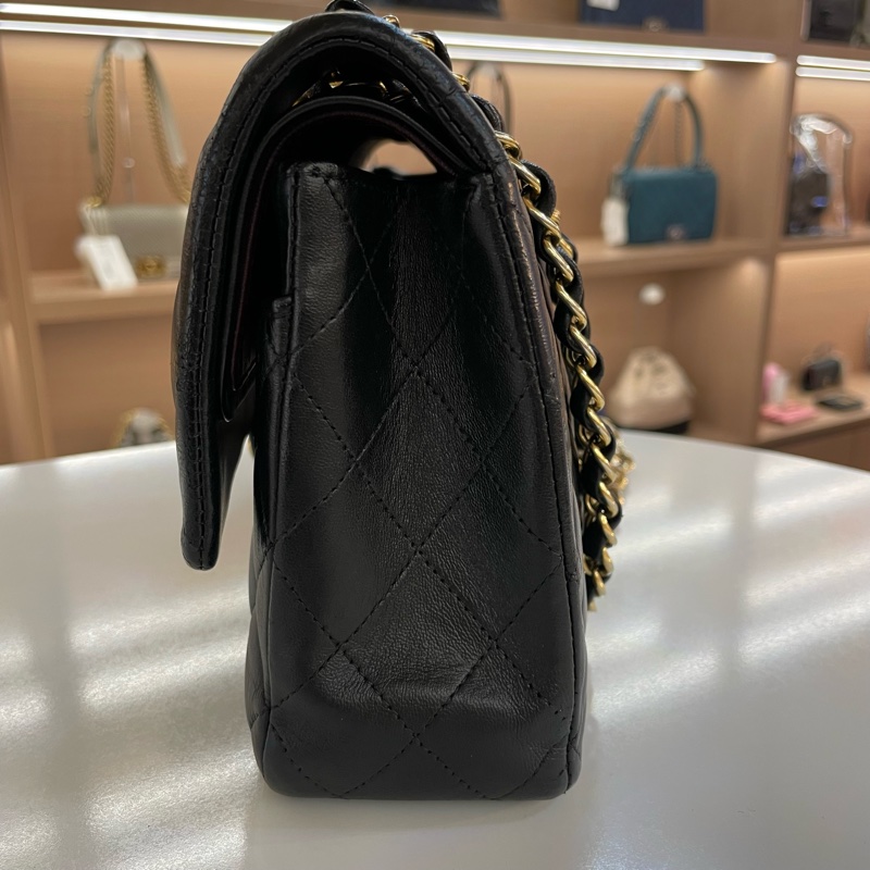 Chanel/香奈儿黑金中號cf链条单肩斜挎包22开-2