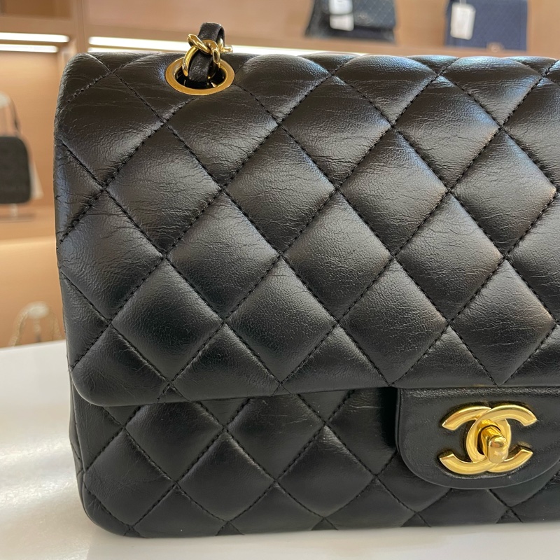 Chanel/香奈儿黑金中號cf链条单肩斜挎包22开-3