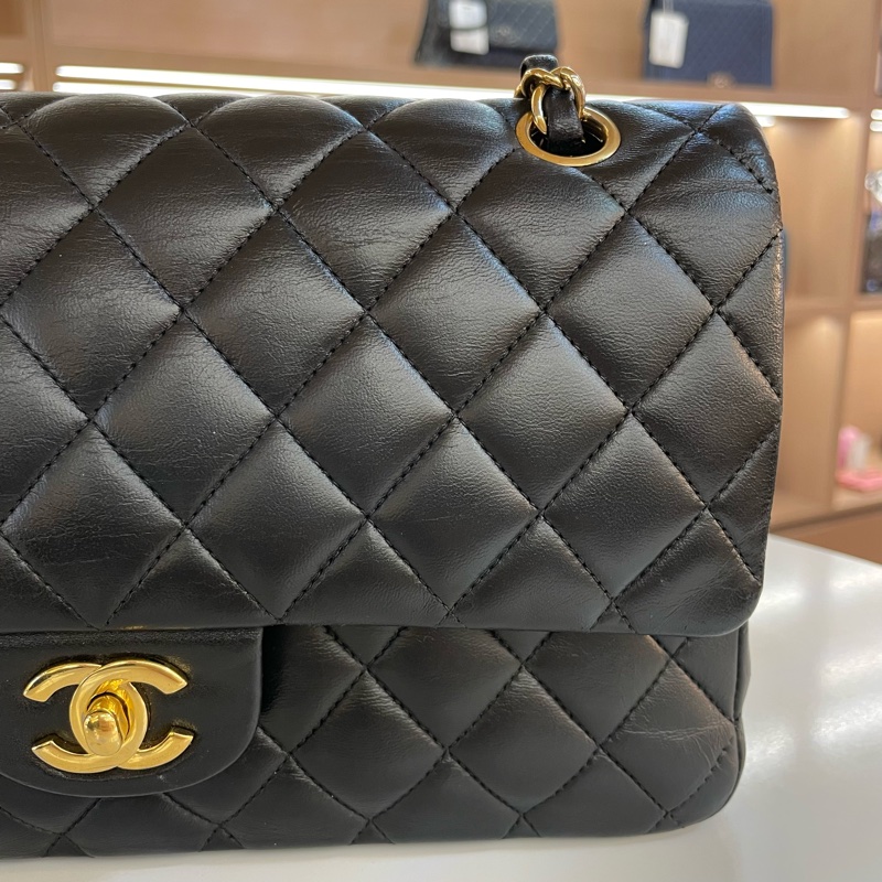 Chanel/香奈儿黑金中號cf链条单肩斜挎包22开-4