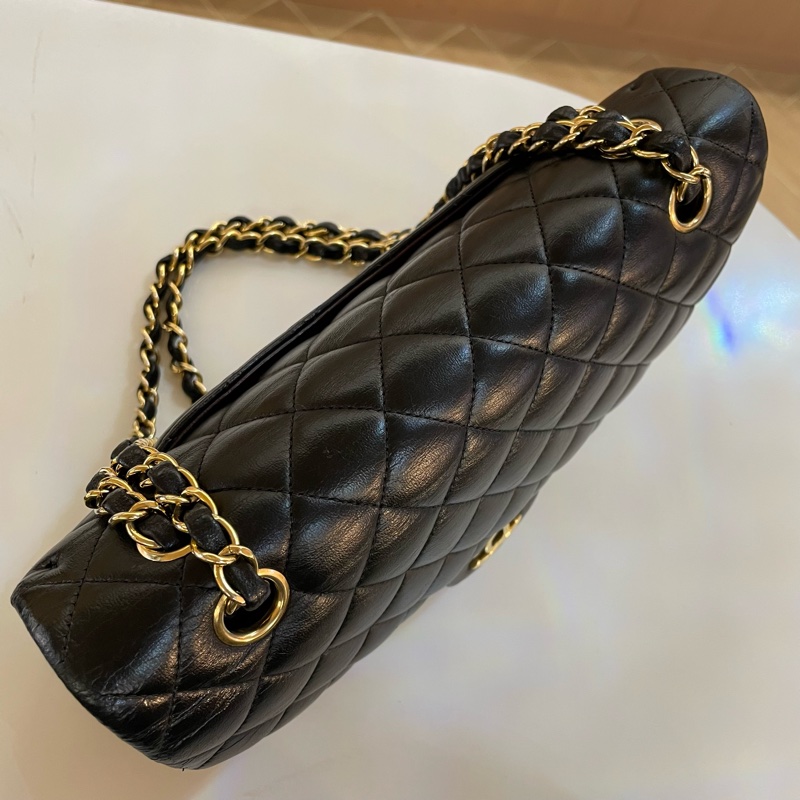 Chanel/香奈儿黑金中號cf链条单肩斜挎包22开-5