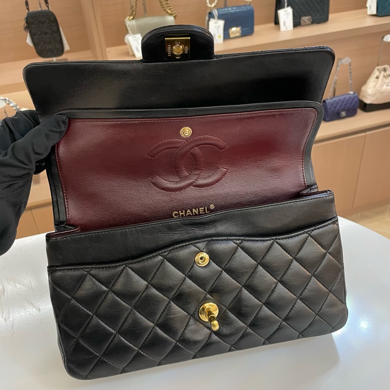 Chanel/香奈儿黑金中號cf链条单肩斜挎包22开-7