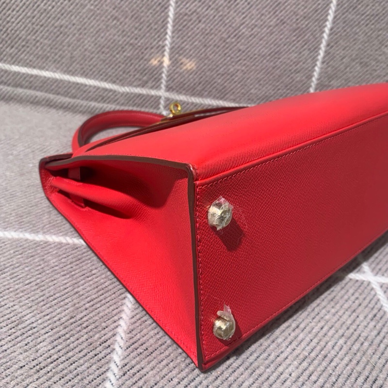 二手Hermes愛馬仕Kelly28紅色epsom皮金扣O刻-7