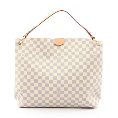 路易威登 Graceful MM 單肩包 N42233 Damier Azur 帆布皮革 白色