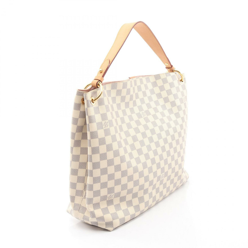 路易威登 Graceful MM 單肩包 N42233 Damier Azur 帆布皮革 白色-1