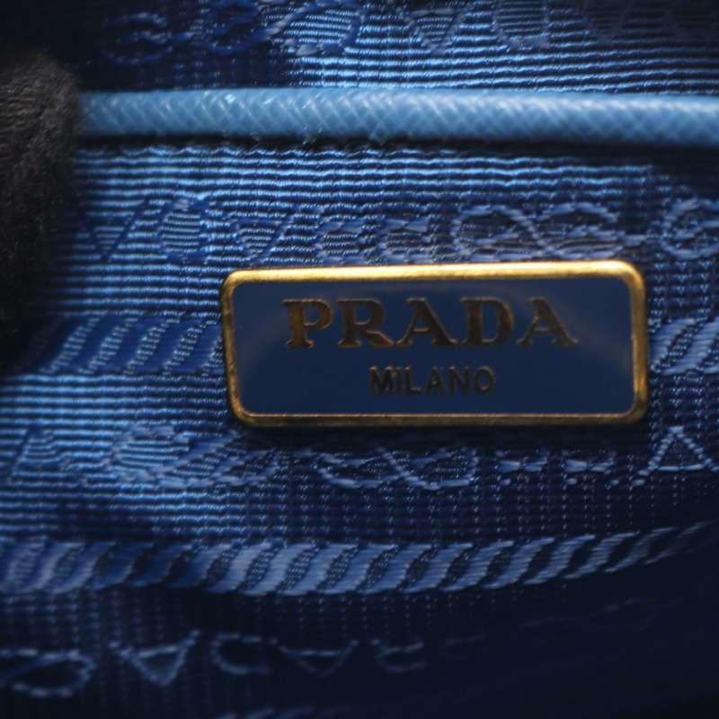 PRADA 斜背手提包，Saffiano 皮革，藍色，二手女款-3