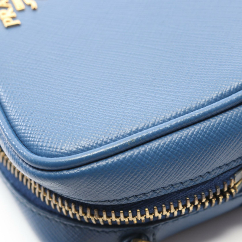 PRADA 斜背手提包，Saffiano 皮革，藍色，二手女款-6