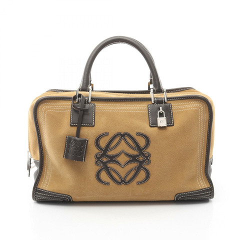 LOEWE Amazona 36 手提包 麂皮 米色 棕色 二手 女士
