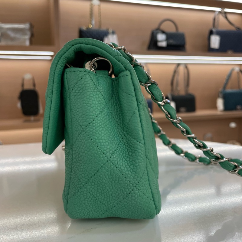 Chanel香奈儿绿银扣荔枝皮CF 小號-2