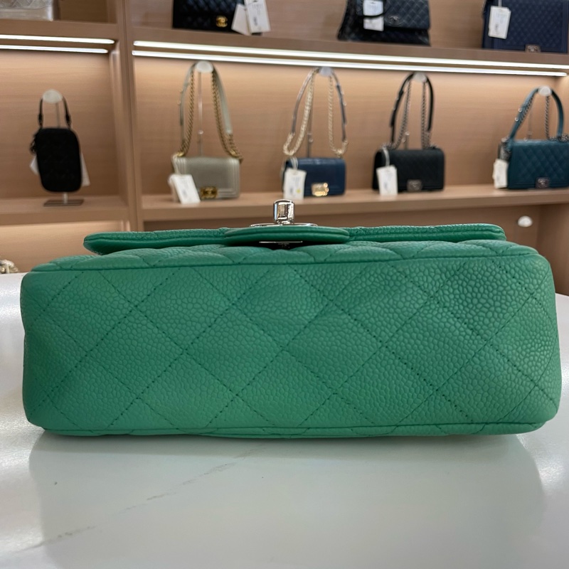 Chanel香奈儿绿银扣荔枝皮CF 小號-9