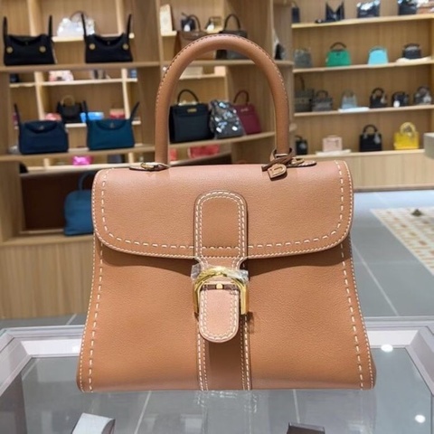 Delvaux 德爾沃brilliant中號金棕色外縫走白線