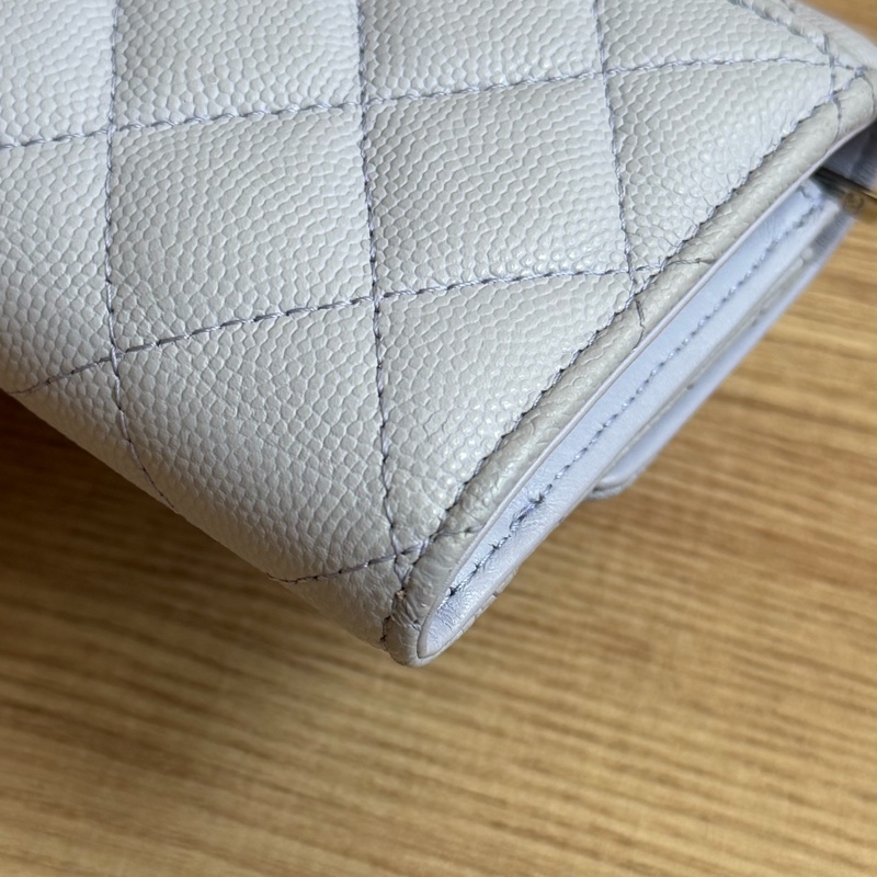 CHANEL 荔枝皮三折夾 灰紫色-13