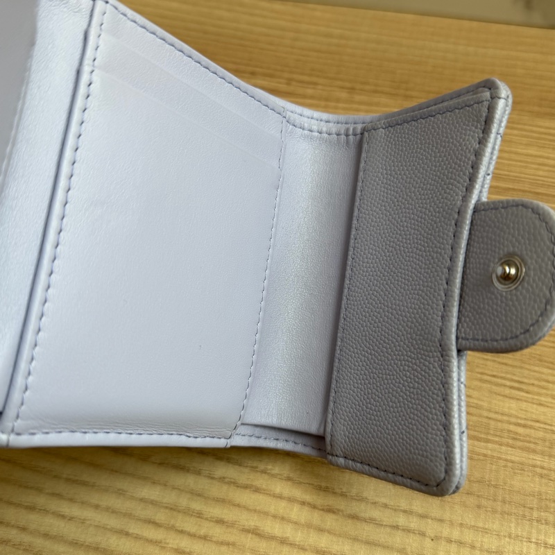 CHANEL 荔枝皮三折夾 灰紫色-17