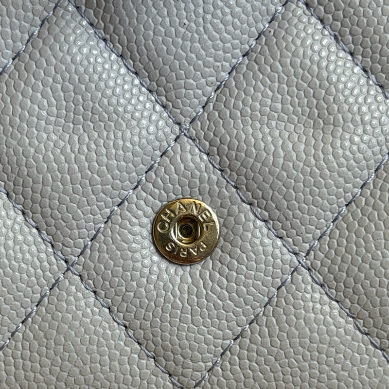 CHANEL 荔枝皮三折夾 灰紫色-20