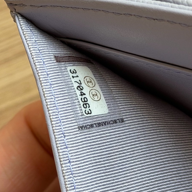 CHANEL 荔枝皮三折夾 灰紫色-22