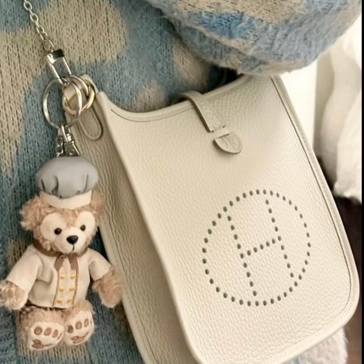 Hermes愛馬仕Evelyne伊芙琳mini奶灰色銀扣w刻-4