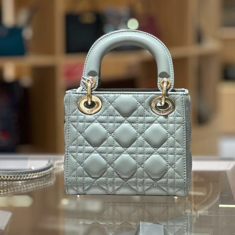 Dior三格岩石灰羊皮戴妃包金扣鏈條包，2021購入-1