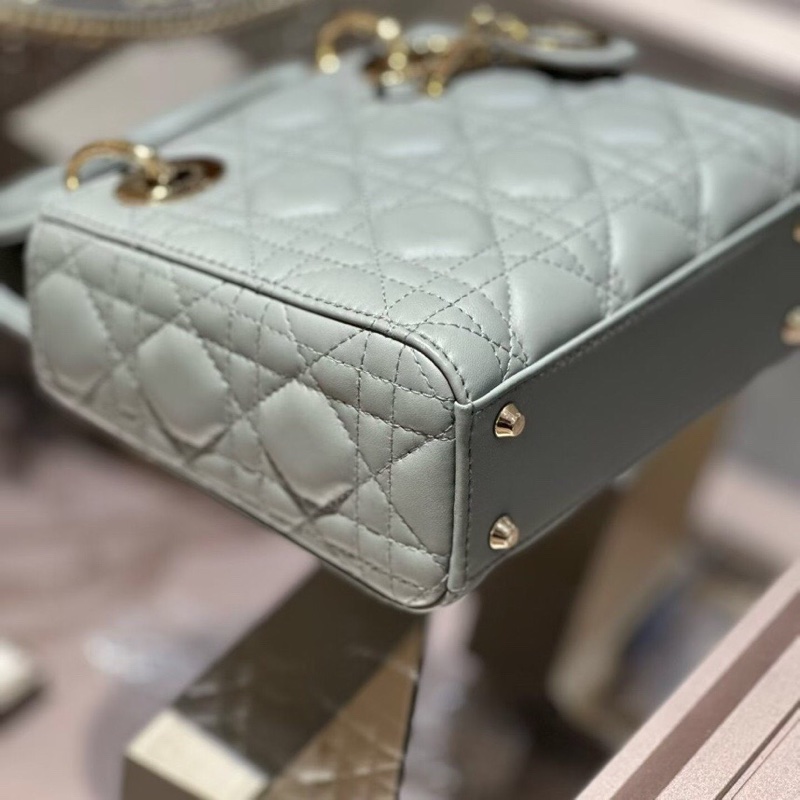 Dior三格岩石灰羊皮戴妃包金扣鏈條包，2021購入-3