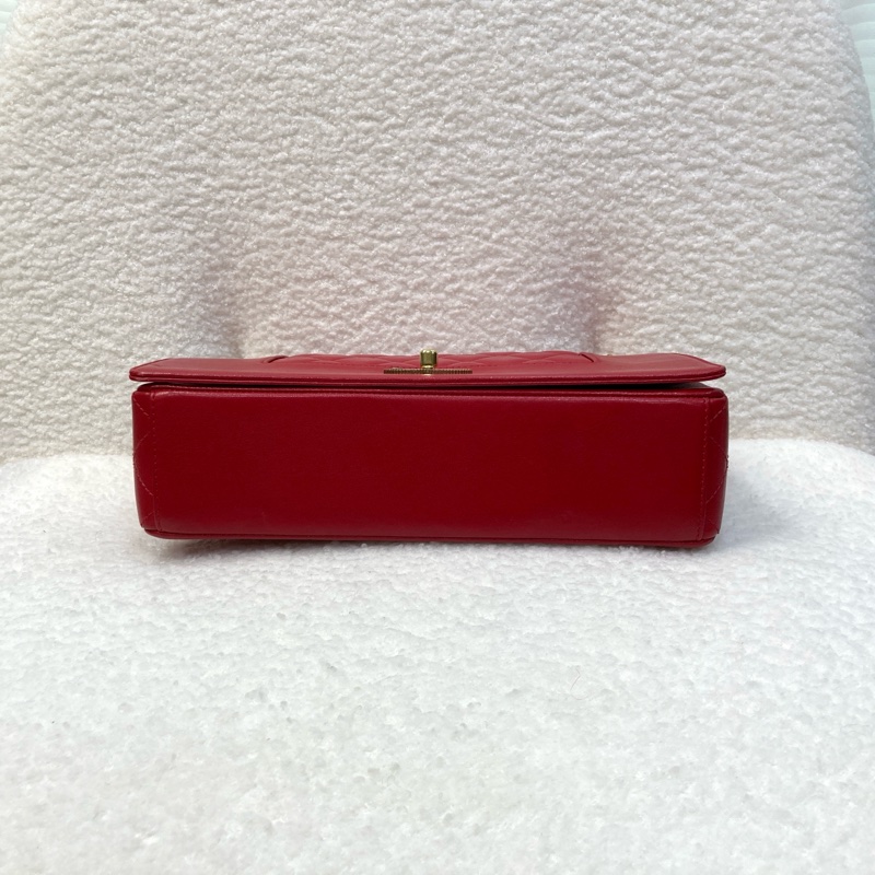 Chanel 香奈兒 紅色 牛皮 Mademoiselle Vintage 金鏈條 肩背包 琺瑯釦鏈包 經典翻蓋-7