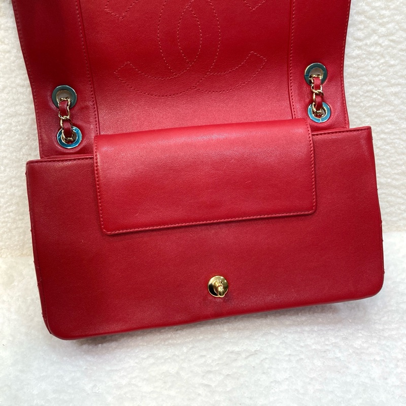 Chanel 香奈兒 紅色 牛皮 Mademoiselle Vintage 金鏈條 肩背包 琺瑯釦鏈包 經典翻蓋-11