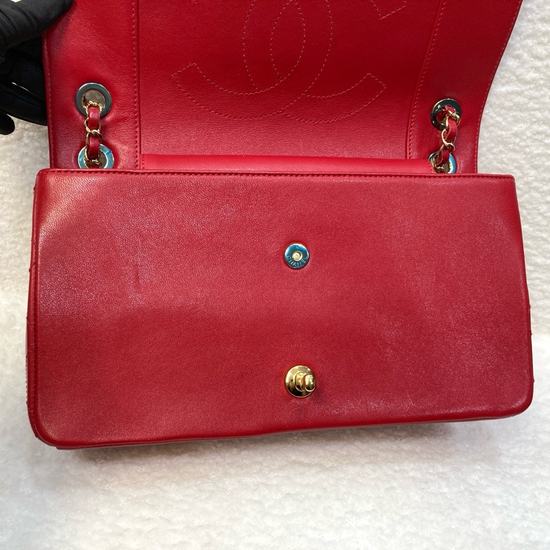Chanel 香奈兒 紅色 牛皮 Mademoiselle Vintage 金鏈條 肩背包 琺瑯釦鏈包 經典翻蓋-12