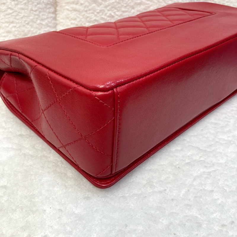 Chanel 香奈兒 紅色 牛皮 Mademoiselle Vintage 金鏈條 肩背包 琺瑯釦鏈包 經典翻蓋-20