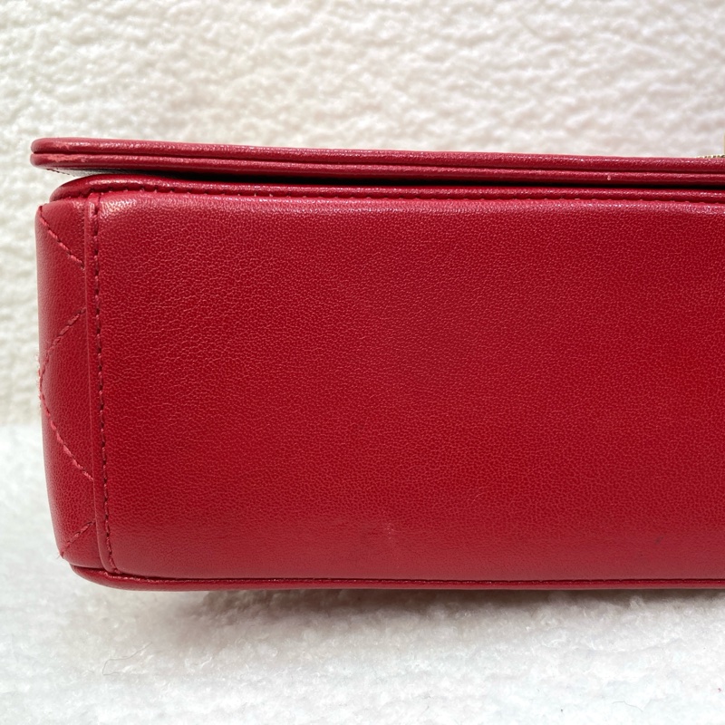 Chanel 香奈兒 紅色 牛皮 Mademoiselle Vintage 金鏈條 肩背包 琺瑯釦鏈包 經典翻蓋-23