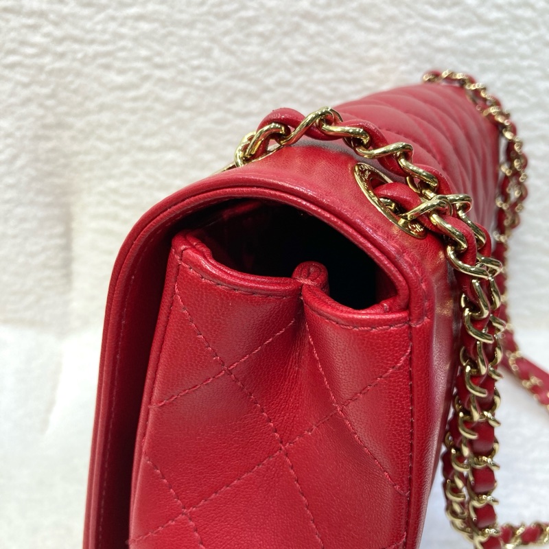 Chanel 香奈兒 紅色 牛皮 Mademoiselle Vintage 金鏈條 肩背包 琺瑯釦鏈包 經典翻蓋-26