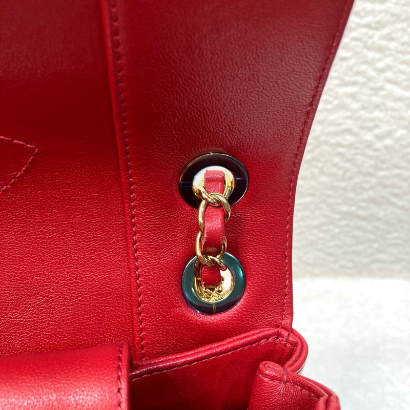 Chanel 香奈兒 紅色 牛皮 Mademoiselle Vintage 金鏈條 肩背包 琺瑯釦鏈包 經典翻蓋-27