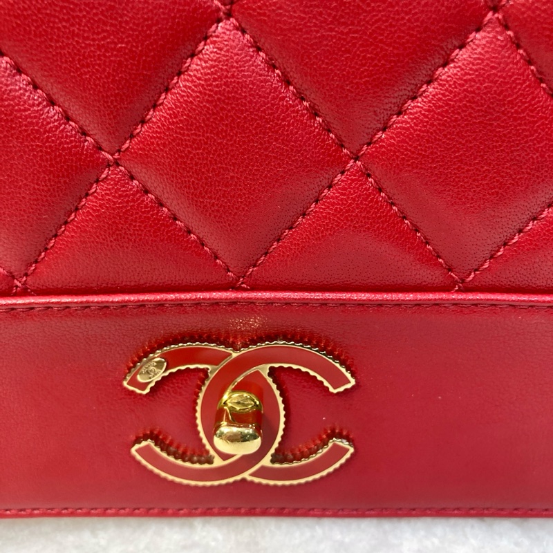 Chanel 香奈兒 紅色 牛皮 Mademoiselle Vintage 金鏈條 肩背包 琺瑯釦鏈包 經典翻蓋-29